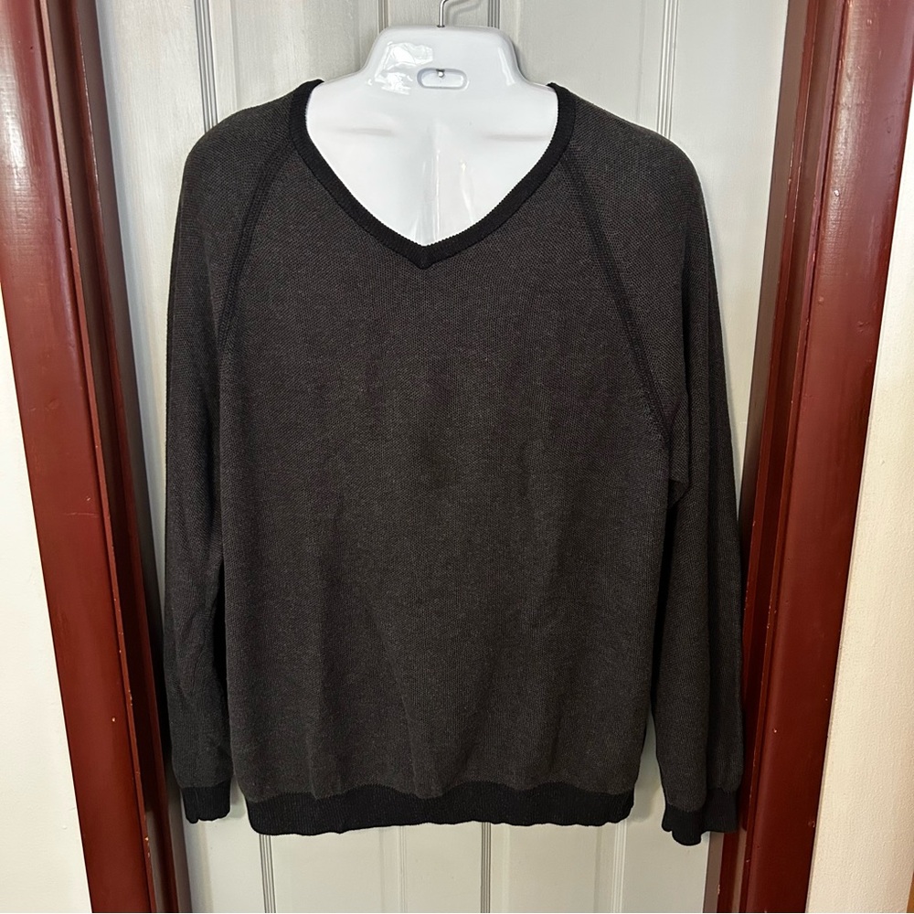 Tommy Bahama Reversible V-neck Sweater Pima Cotton Breathable Gray/Dark Gray XL
